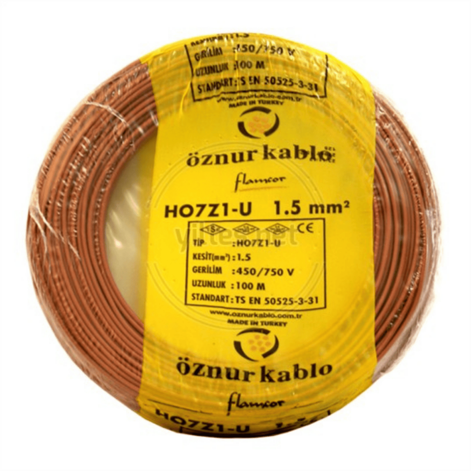 1,5 mm NYA Halogen Free H07Z1-U Kablo - Kahve