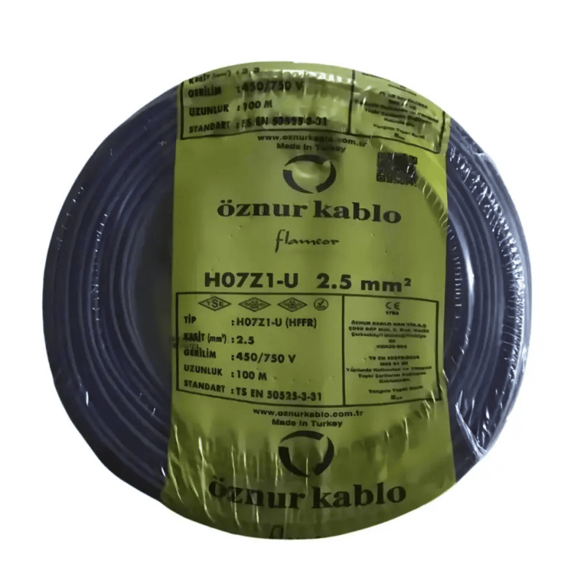 2,5 mm NYA Halogen Free H07Z1-U Kablo - Siyah