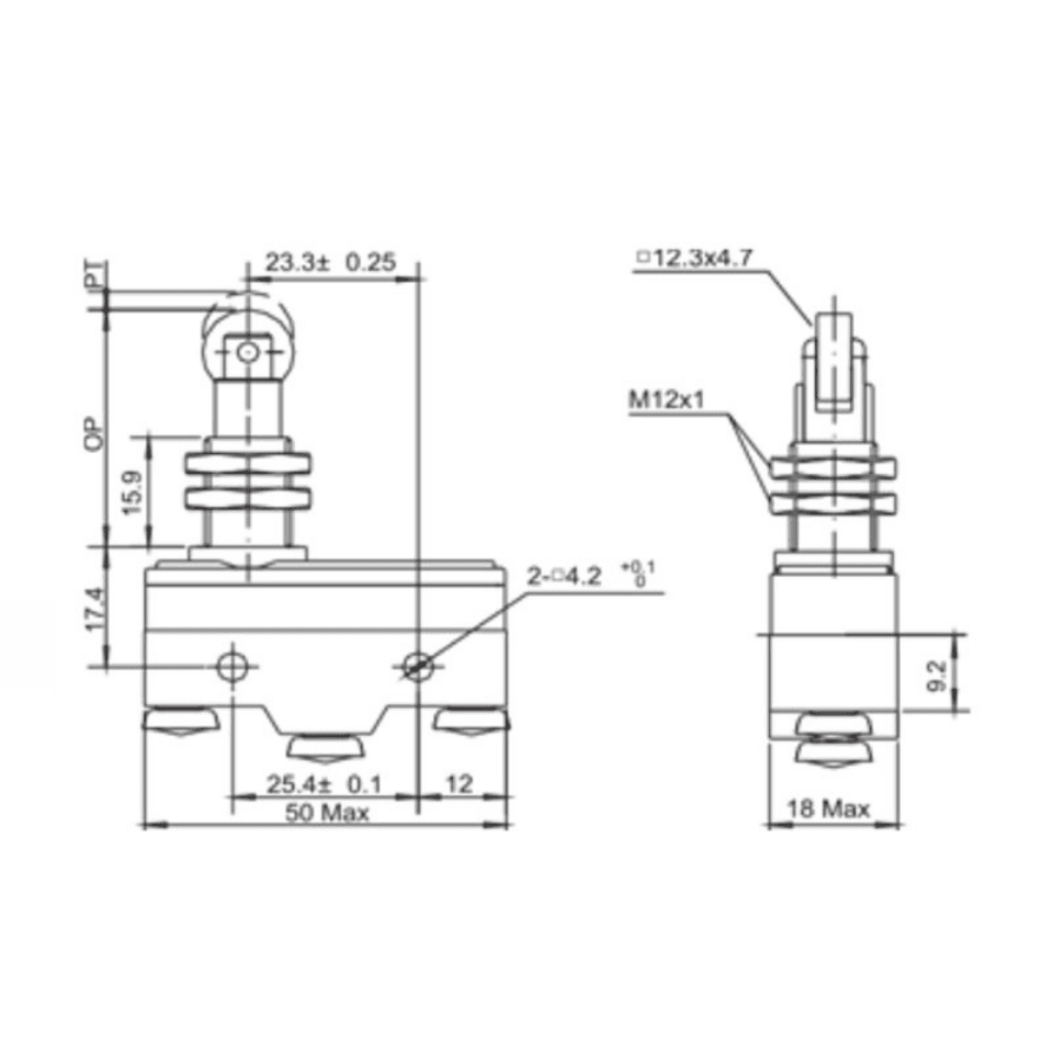 GWEST 6820 AZ-15GQ22-B Mikro Switch (Dikey Metal Makaralı)