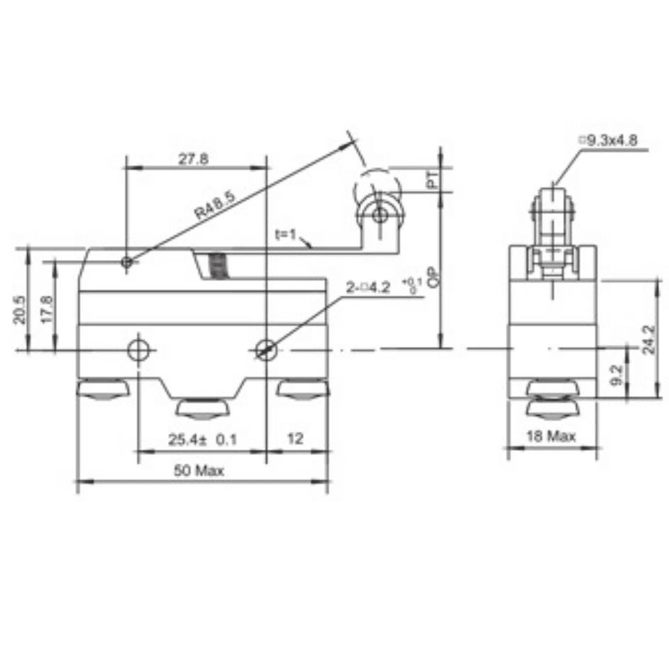 GWEST 6815 AZ-15GW2-B Mikro Switch (Uzun Palet Metal Makaralı)