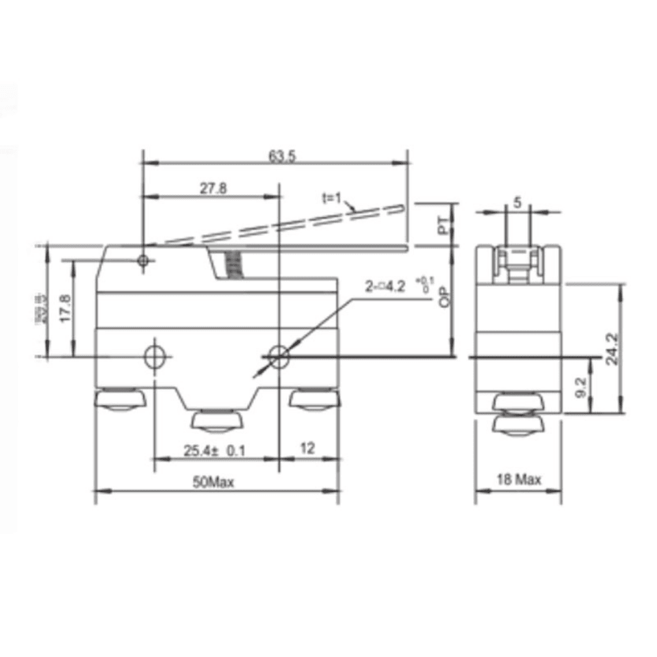 GWEST 6814 AZ-15GW-B Mikro Switch (Uzun Palet )